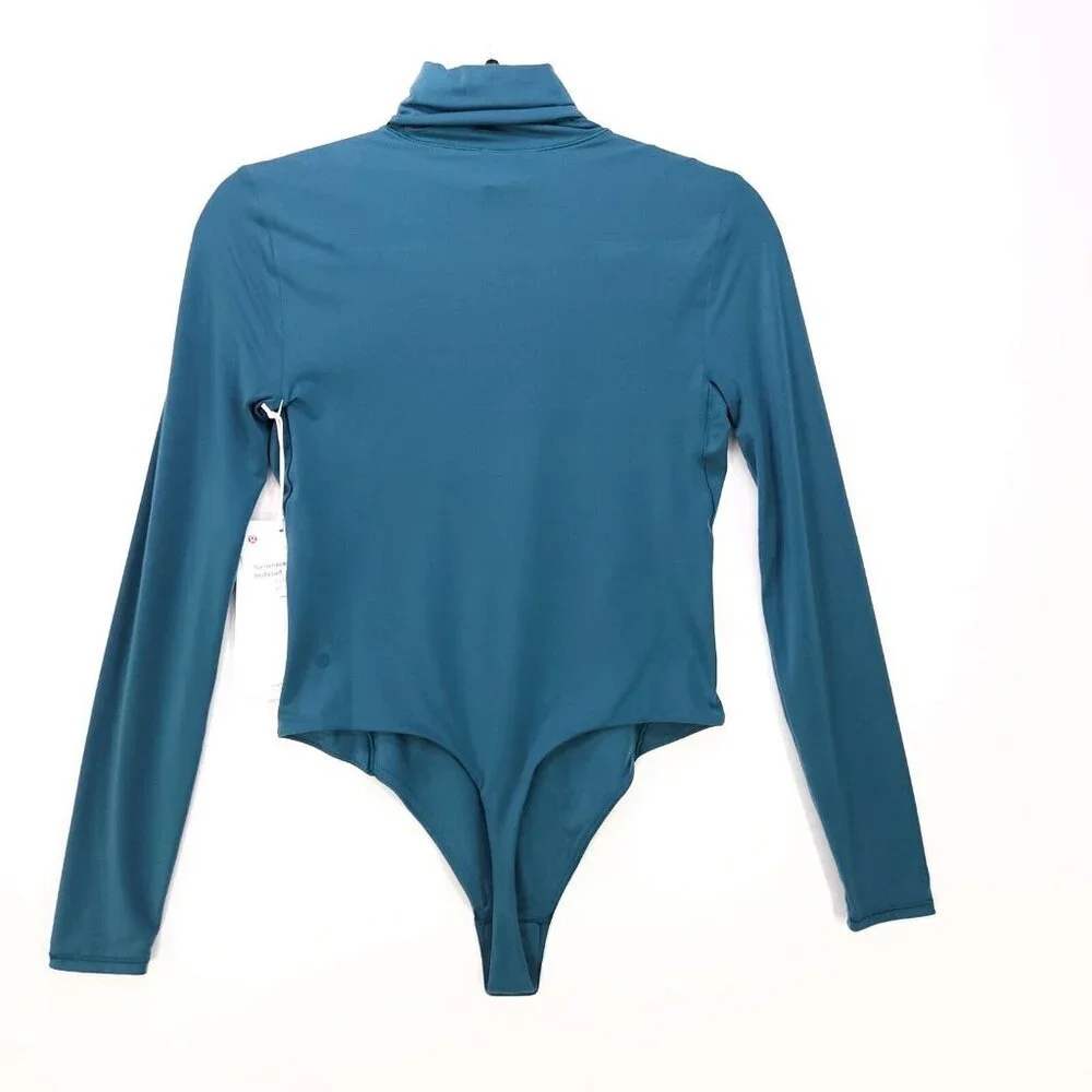 Lululemon Wundermost Ultra-Soft Nulu Turtleneck Bodysuit Green Size Medium Thong - Picture 3 of 15